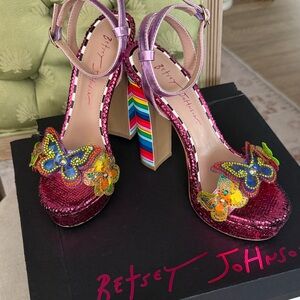 Betsey Johnson Multicolor Butterfly Embellished Heels